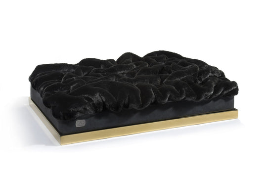 Soho Retreat in black - elegant pet bed for stylish interiors, size XS-L, with golden frame, exclusively from CAO - Lifestyle for Pets