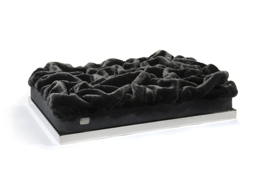 Soho Retreat in black - elegant pet bed for stylish interiors, size XS-L, with silver frame, exclusively from CAO - Lifestyle for Pets