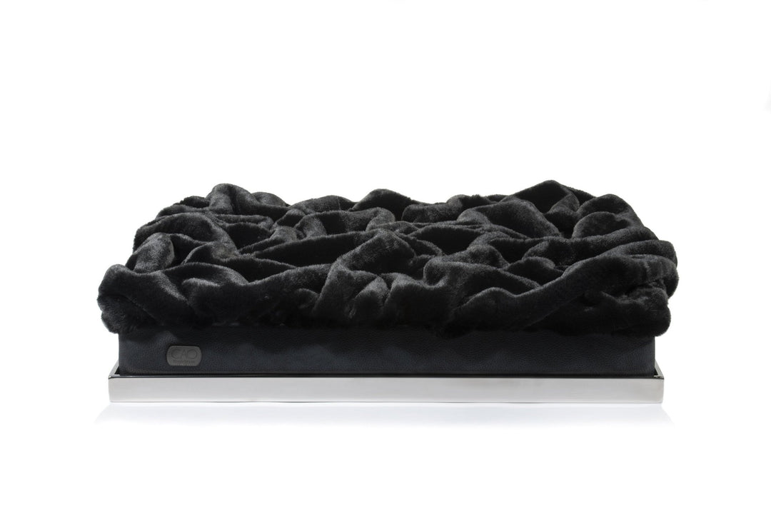 Soho Retreat in black - elegant pet bed for stylish interiors, size XS-L, with silver frame, exclusively from CAO - Lifestyle for Pets