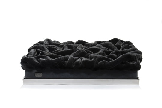 Soho Retreat in black - elegant pet bed for stylish interiors, size XS-L, with silver frame, exclusively from CAO - Lifestyle for Pets