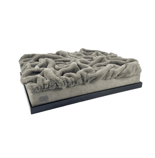 Soho Retreat in gray - elegant pet bed for stylish interiors, size XS-L, with black frame, exclusively from CAO - Lifestyle for Pets