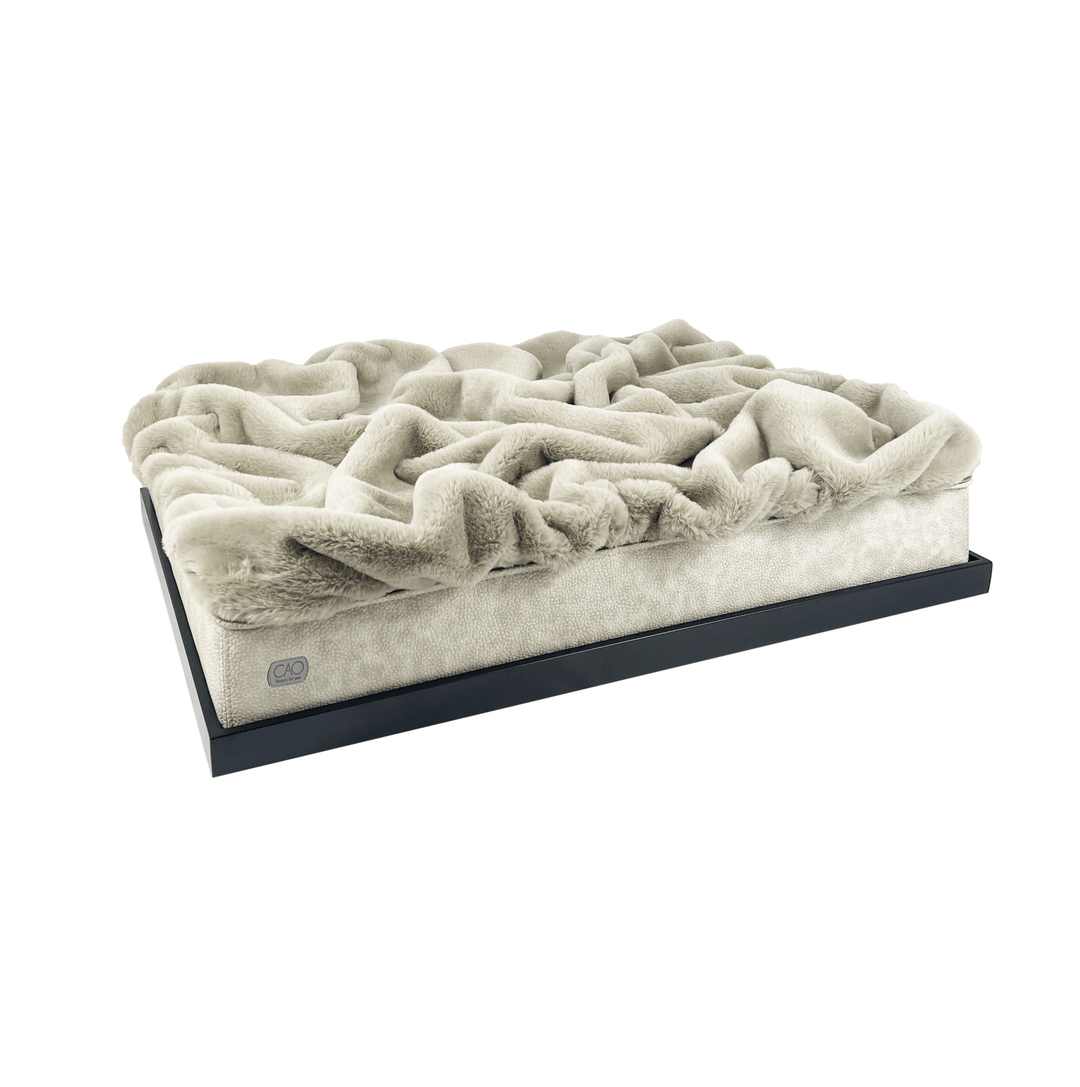 Soho Retreat in beige - elegant pet bed for stylish interiors, size XS-L, with black frame, exclusively from CAO - Lifestyle for Pets