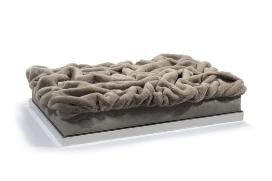 Soho Retreat in gray - elegant pet bed for stylish interiors, size XS-L, with silver frame, exclusively from CAO - Lifestyle for Pets