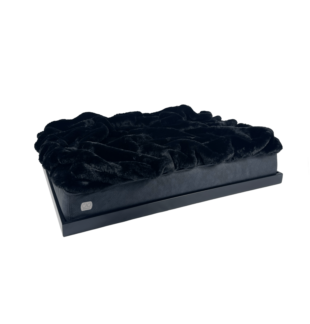 Soho Retreat in black - elegant pet bed for stylish interiors, size XS-L, with black frame, exclusively from CAO - Lifestyle for Pets