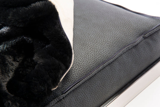 Soho Retreat in black - elegant pet bed for stylish interiors, size XS-L, with silver frame, exclusively from CAO - Lifestyle for Pets