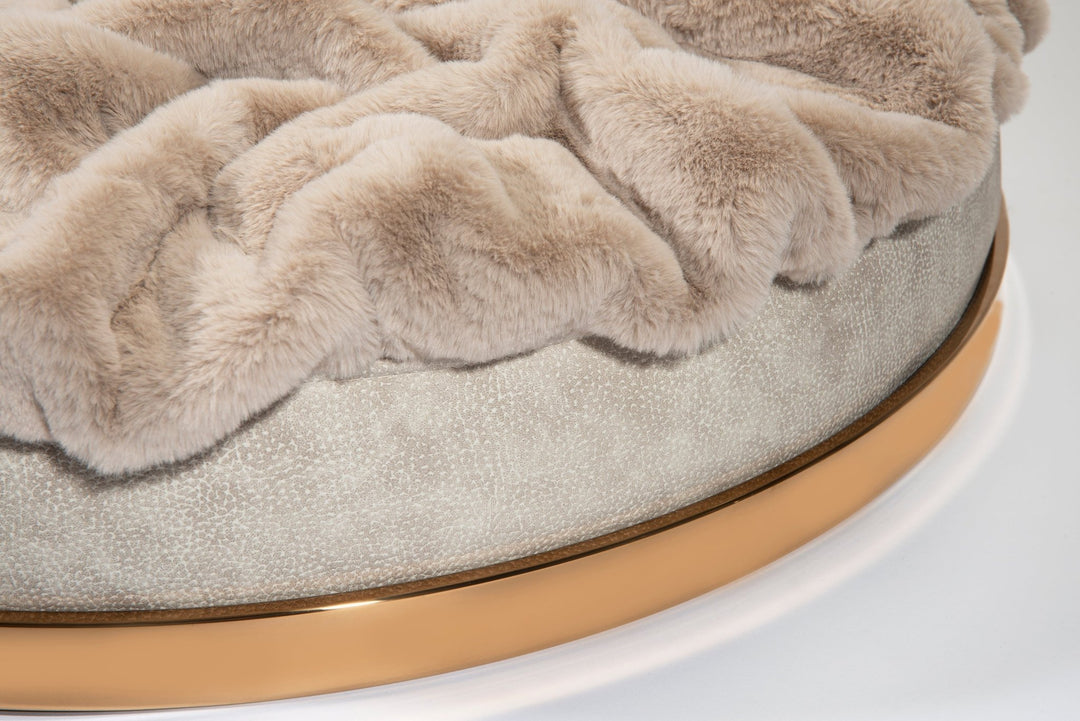 Luxury dog bed Soleil Nook in beige with gold frame - stylish interior for dogs & cats, size XS-L, high-quality design for your home