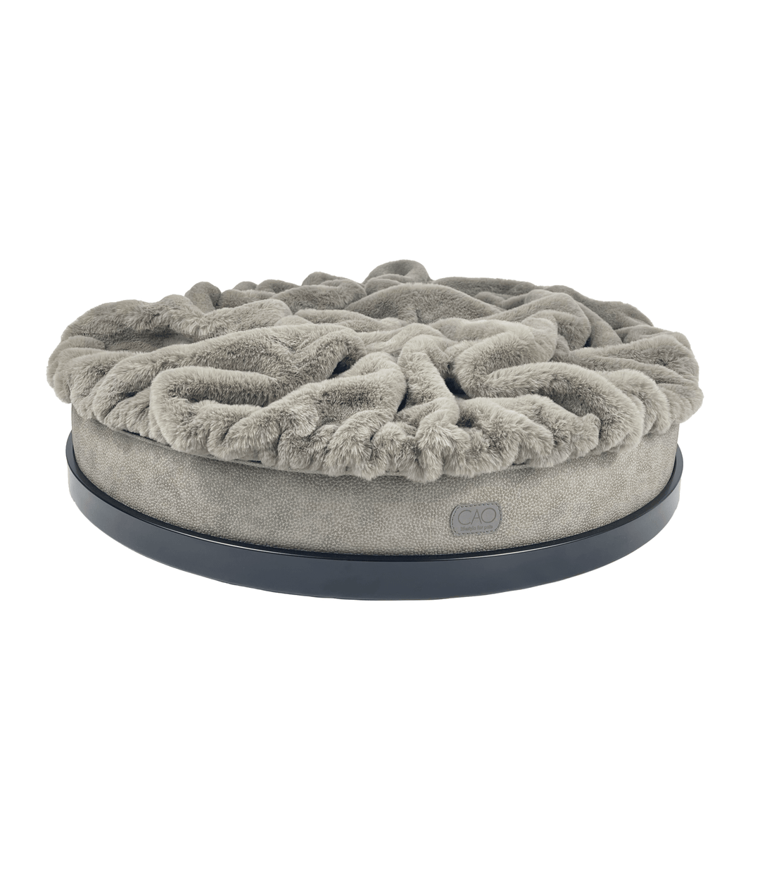 Luxury dog bed Soleil Nook in gray with black frame - stylish interior for dogs & cats, size XS-L, high-quality design for your home