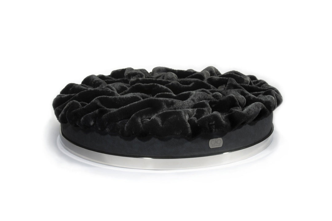 Luxury dog bed Soleil Nook in black with silver frame - stylish interior for dogs & cats, size XS-L, high-quality design for your home