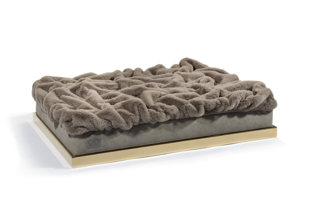 Soho Retreat in gray - elegant pet bed for stylish interiors, size XS-L, with golden frame, exclusively from CAO - Lifestyle for Pets