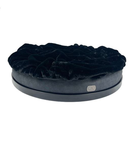Luxury dog bed Soleil Nook in black with black frame - stylish interior for dogs & cats, size XS-L, high-quality design for your dog.